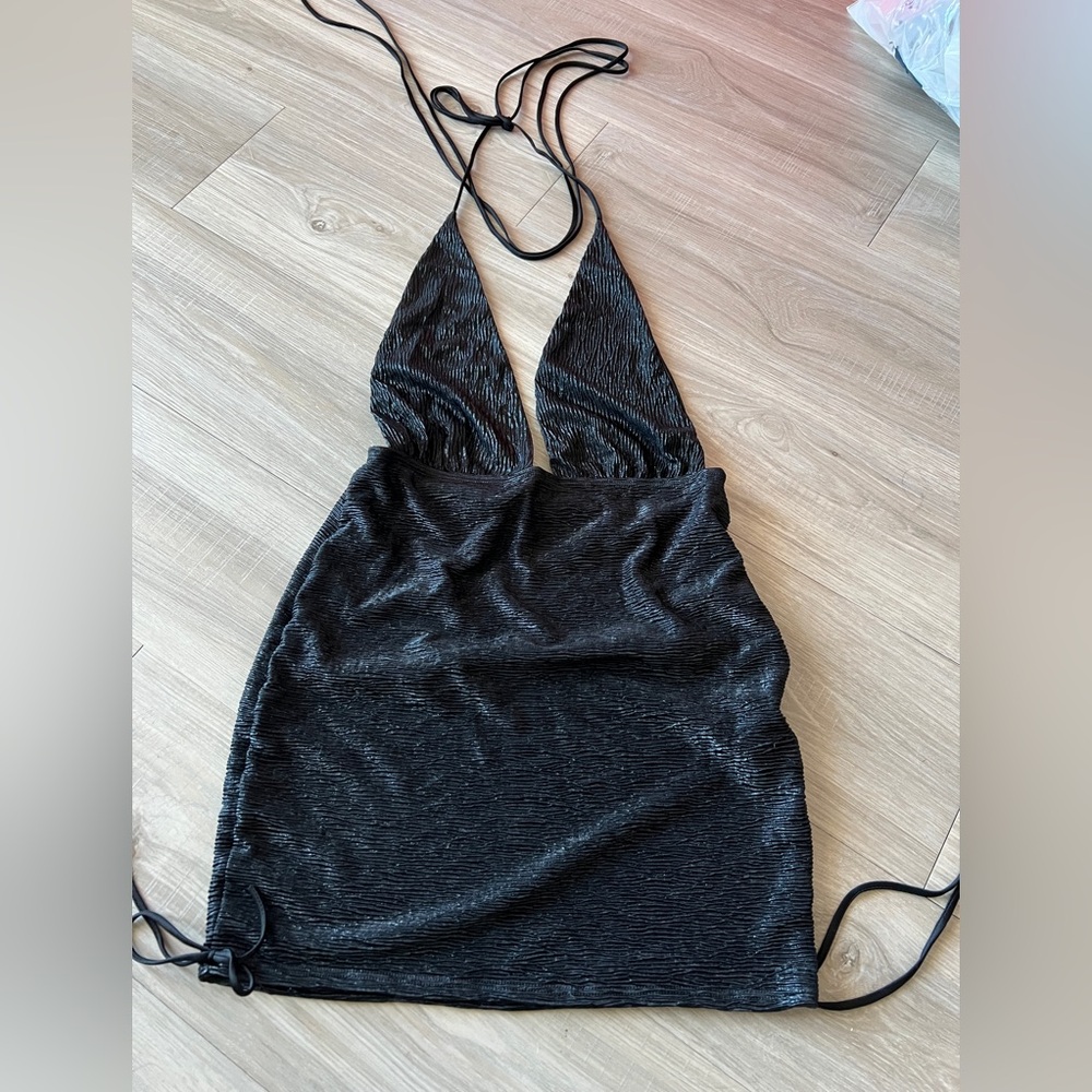 Black shiny dress
